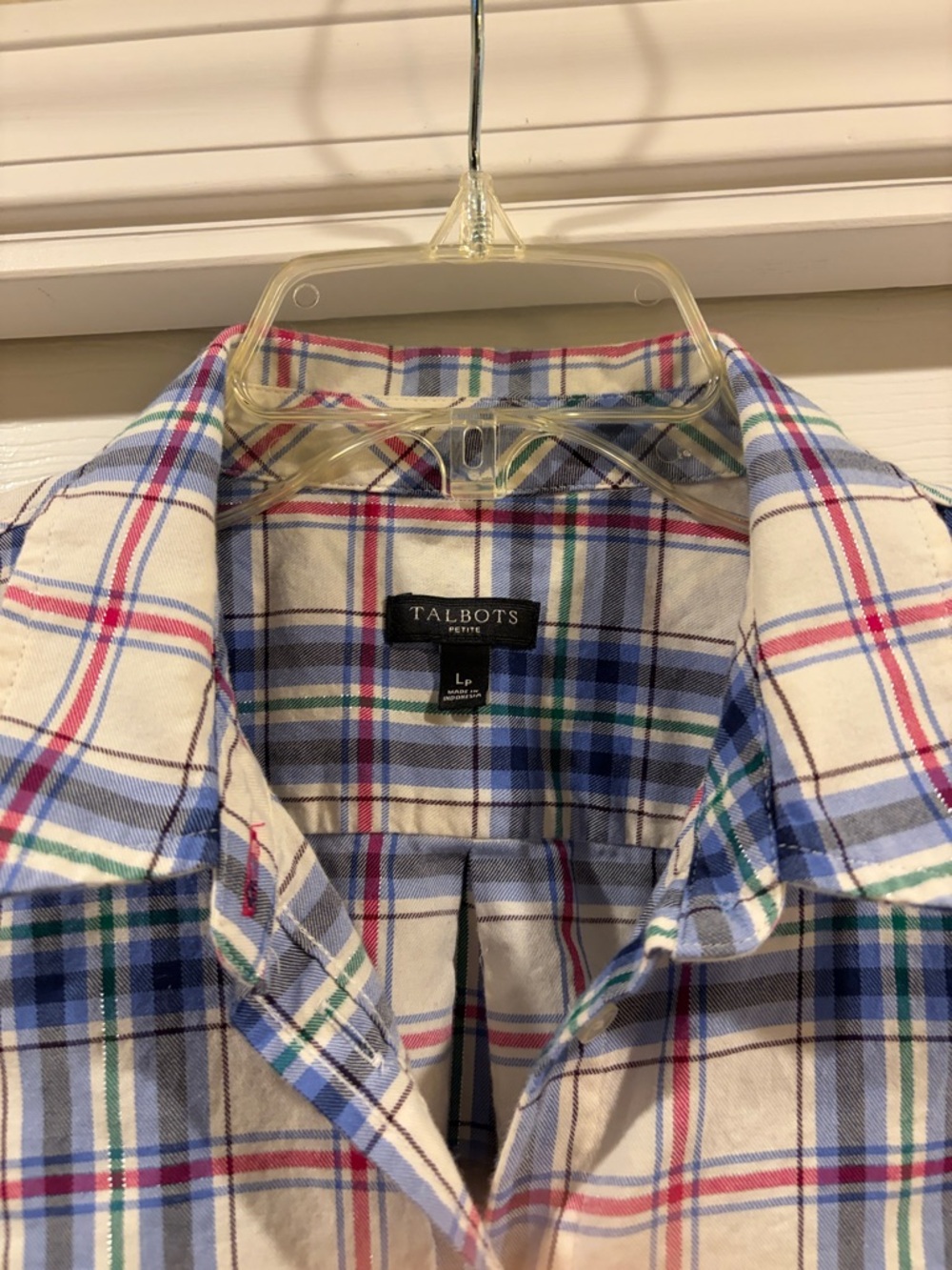 Talbots Plaid Button-Up Shirt size LP excellent condition